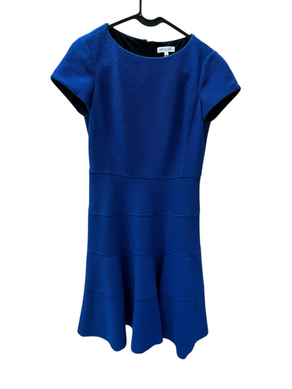 Rebecca Taylor Blue Textured Knit Tiered Fit & Flare Dress | Size 4